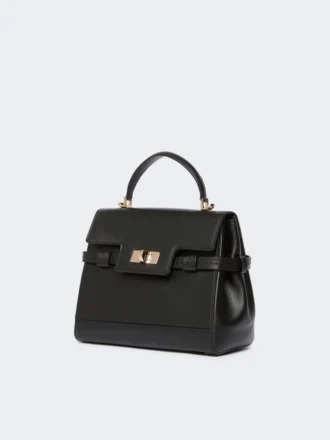 Handtasche aus glattem Leder, schwarz Handtasche aus glattem Leder, schwarz