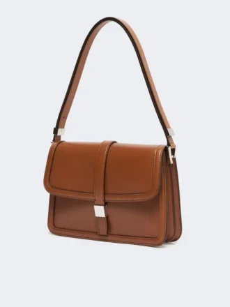 Handtasche aus Naturleder, tabakfarben