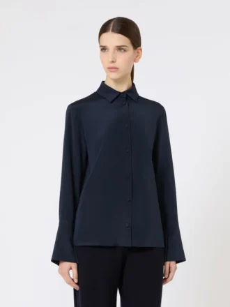 Hemd aus Seiden-Crêpe de Chine, ultramarinblau