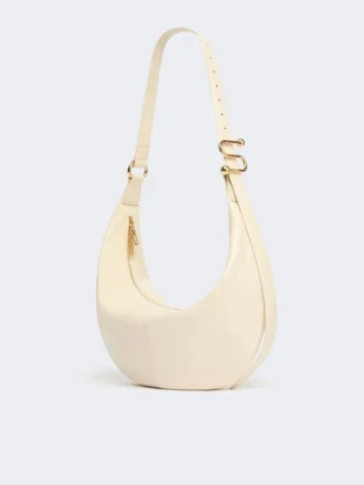 Hobo-Tasche aus Nappaleder, Vanille