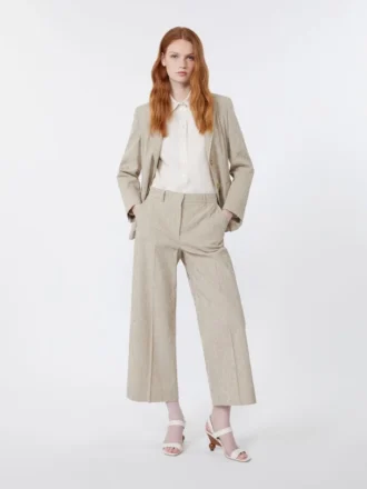 Blazer aus Baumwoll-Leinen-Seersucker, sandfarben