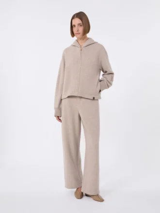 Hose aus Kaschmir und Wollfleece, beige