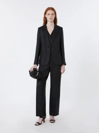 Blazer aus Leinen-Canvas, schwarz
