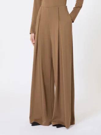 Hose aus Wolljersey, tabakfarben