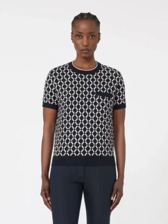 Jacquard-Pullover aus Wolle, ultramarinblau