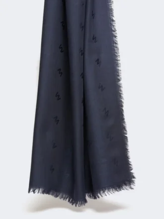 Jacquard-Strickschal aus Wolle und Seide, mitternachtsblau
