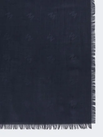 Jacquard-Strickschal aus Wolle und Seide, mitternachtsblau