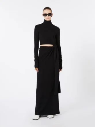 Jerseykleid mit Knoten, schwarz