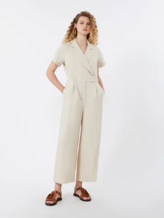 Jumpsuit aus Viskose und Leinen, Batavia, beige
