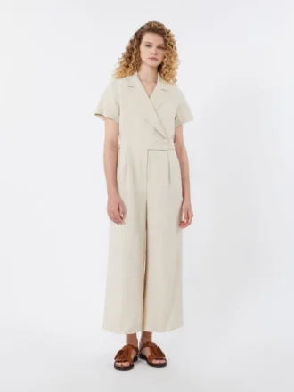 Jumpsuit aus Viskose und Leinen, Batavia, beige