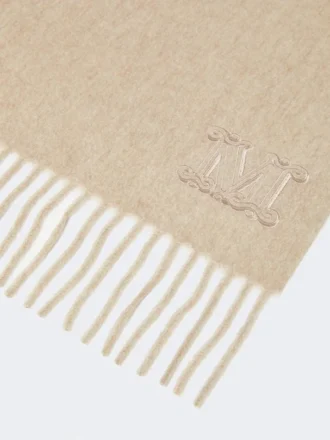 Kaschmir-Stola mit Monogramm-Stickerei, beige