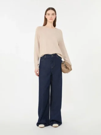 Kaschmirpullover mit Rundhalsausschnitt, sandfarben
