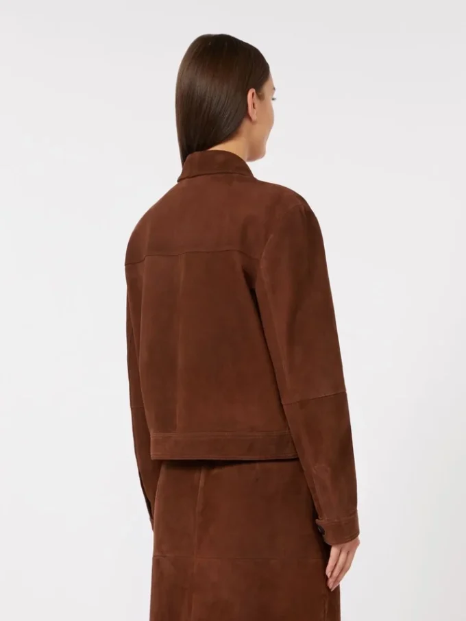 Kastenförmige Jacke aus Wildleder, schokoladenbraun Kastenförmige Jacke aus Wildleder, schokoladenbraun