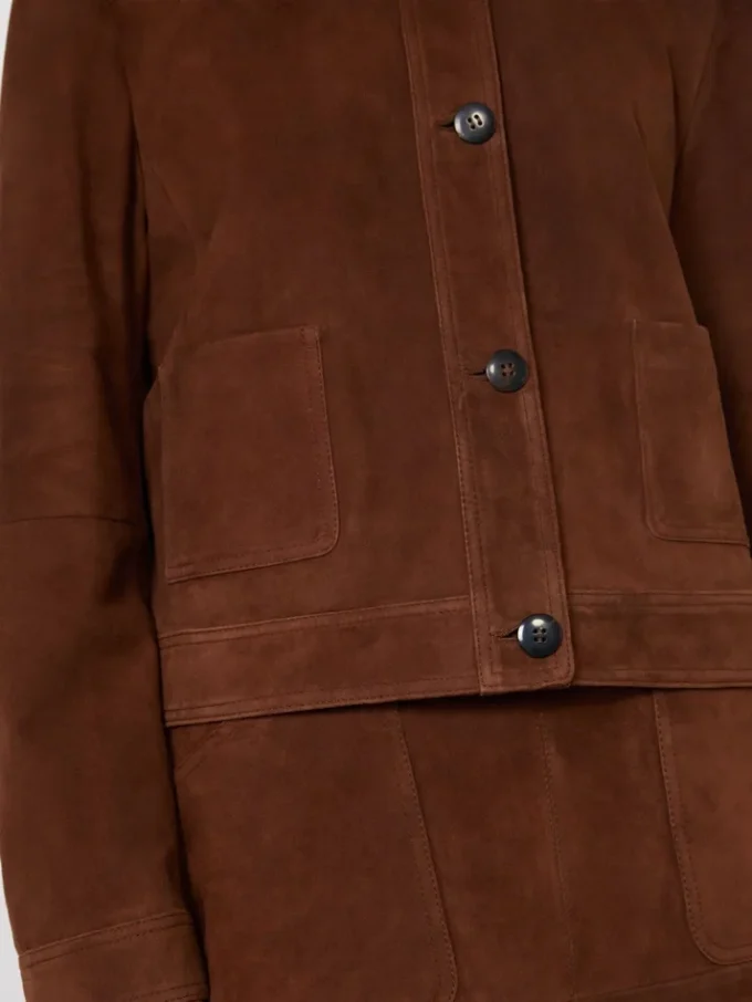 Kastenförmige Jacke aus Wildleder, schokoladenbraun Kastenförmige Jacke aus Wildleder, schokoladenbraun