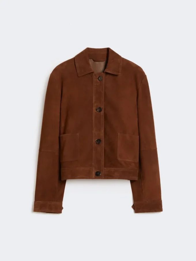 Kastenförmige Jacke aus Wildleder, schokoladenbraun Kastenförmige Jacke aus Wildleder, schokoladenbraun