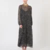 Kleid aus bedrucktem Chiffon, schwarz Kleid aus bedrucktem Chiffon, schwarz