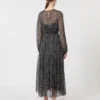 Kleid aus bedrucktem Chiffon, schwarz Kleid aus bedrucktem Chiffon, schwarz