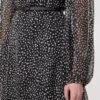 Kleid aus bedrucktem Chiffon, schwarz Kleid aus bedrucktem Chiffon, schwarz