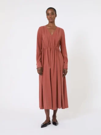 Kleid aus gewaschener Seiden-Canvas, Terrakotta