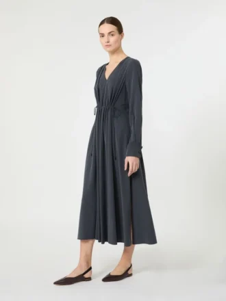 Kleid aus gewaschener Seiden-Canvas, ultramarinblau