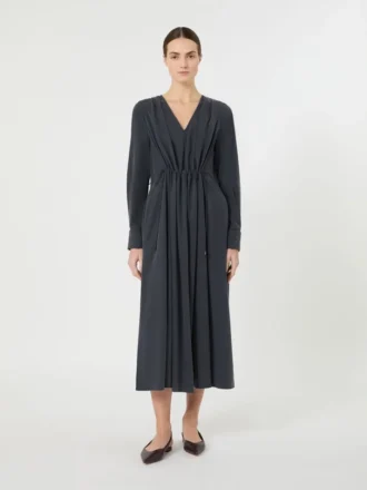 Kleid aus gewaschener Seiden-Canvas, ultramarinblau