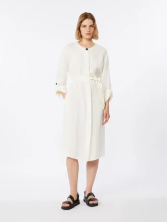 Kleid aus verblasstem Leinen, naturfarben