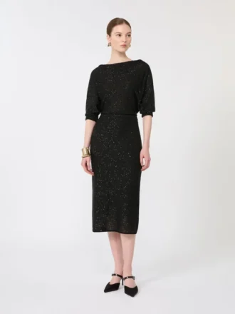 Kleid aus Viskosegarn mit Pailletten, schwarz
