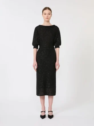 Kleid aus Viskosegarn mit Pailletten, schwarz
