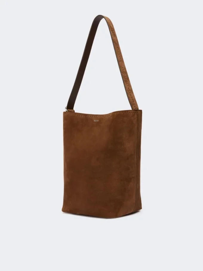 Kleine Archetipo-Tasche aus Spaltleder, dunkelbraun Kleine Archetipo-Tasche aus Spaltleder, dunkelbraun