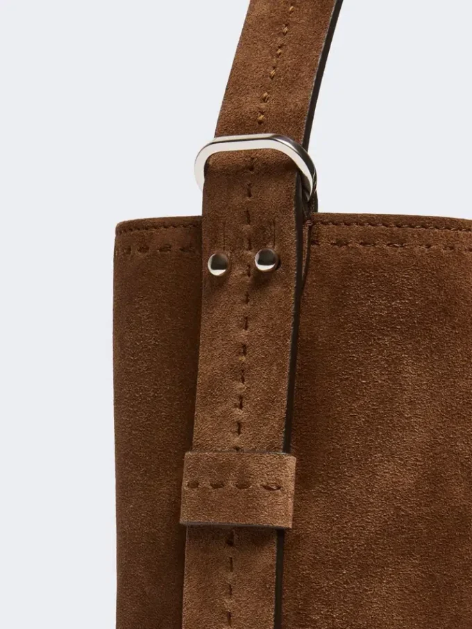 Kleine Archetipo-Tasche aus Spaltleder, dunkelbraun Kleine Archetipo-Tasche aus Spaltleder, dunkelbraun