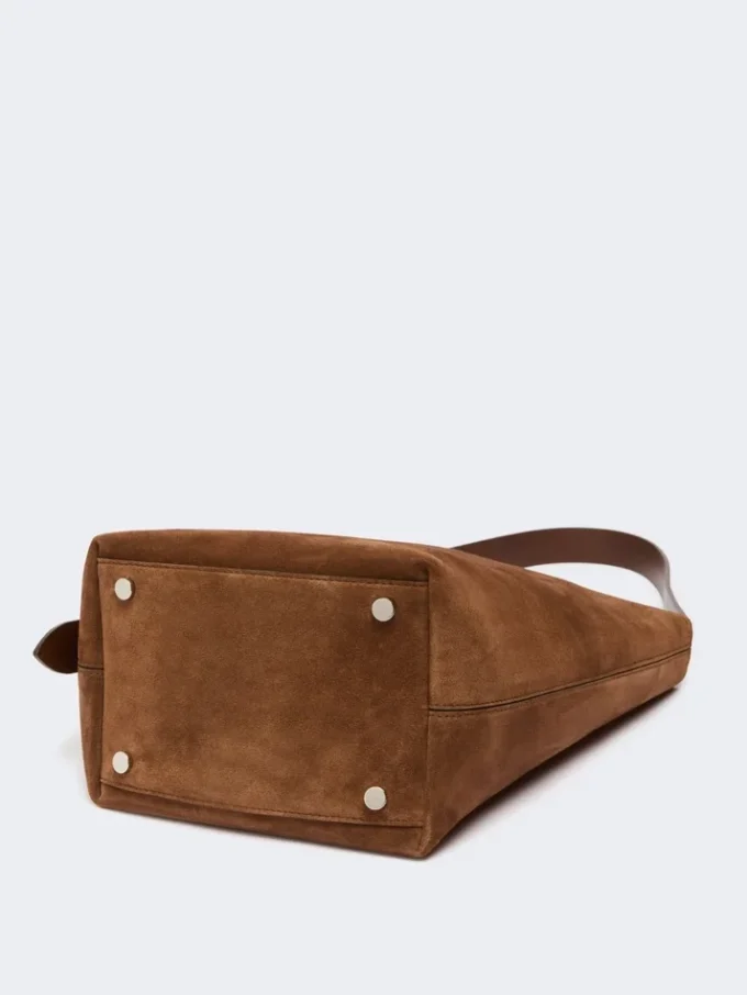 Kleine Archetipo-Tasche aus Spaltleder, dunkelbraun Kleine Archetipo-Tasche aus Spaltleder, dunkelbraun