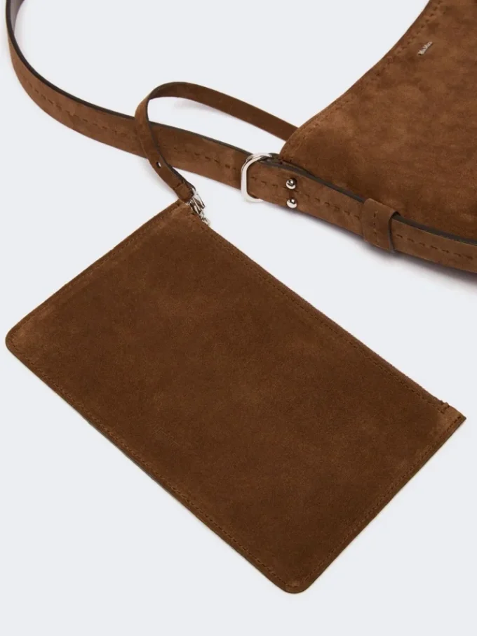 Kleine Archetipo-Tasche aus Spaltleder, dunkelbraun Kleine Archetipo-Tasche aus Spaltleder, dunkelbraun