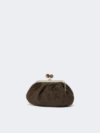 Kleine Pasticcino-Tasche in Raffia-Optik, dunkelbraun