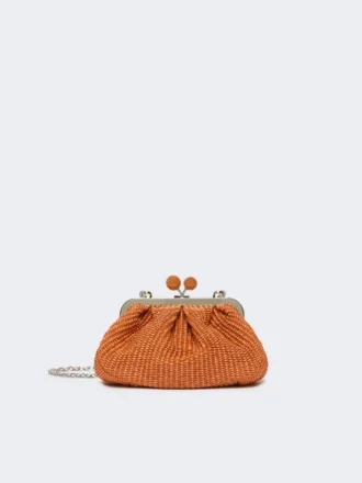 Kleine Pasticcino-Tasche in Raffia-Optik, lachsfarben