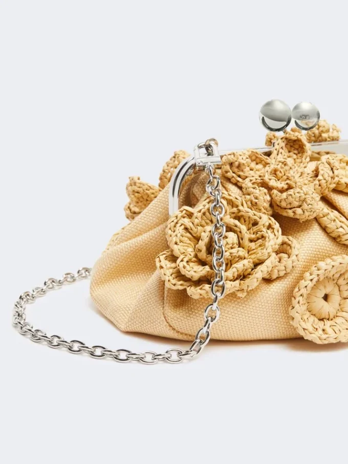 Kleine Pasticcino-Tasche in Raffia-Optik mit Blumen, beige Kleine Pasticcino-Tasche in Raffia-Optik mit Blumen, beige