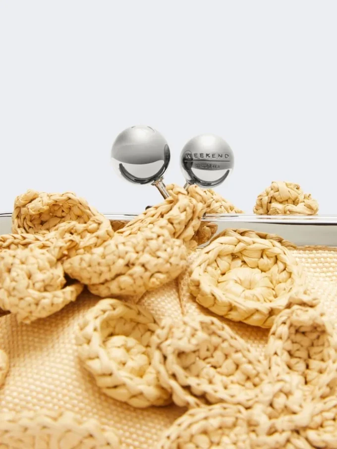 Kleine Pasticcino-Tasche in Raffia-Optik mit Blumen, beige Kleine Pasticcino-Tasche in Raffia-Optik mit Blumen, beige