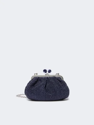 Kleine Pasticcino-Tasche in Raffia-Optik, ultramarinblau