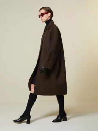Kokonmantel aus Wolle und Mohair, braun