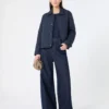 Kurze Steppjacke aus wasserabweisendem Stoff, marineblau Kurze Steppjacke aus wasserabweisendem Stoff, marineblau