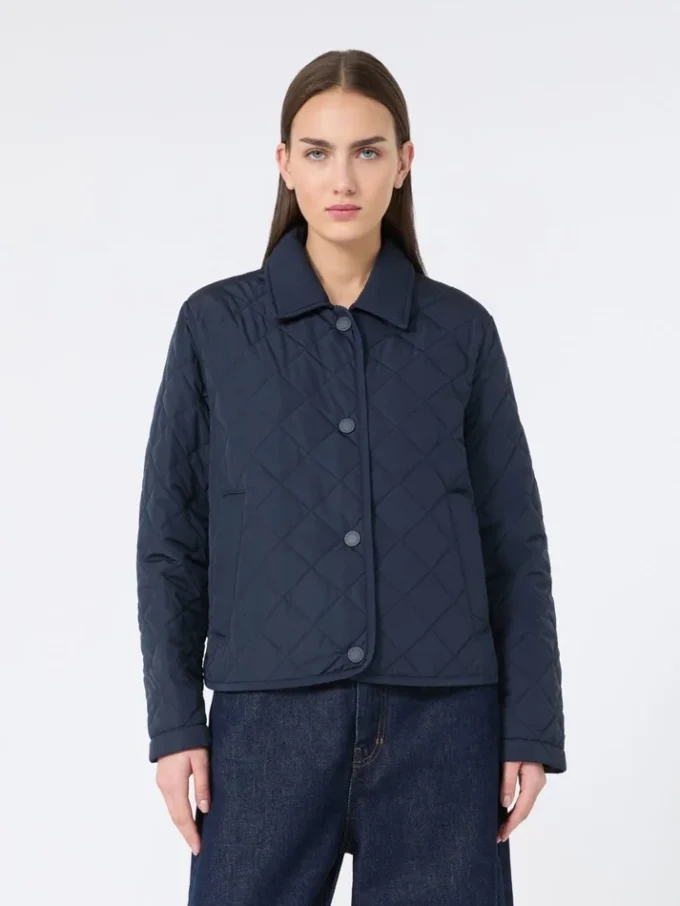 Kurze Steppjacke aus wasserabweisendem Stoff, marineblau Kurze Steppjacke aus wasserabweisendem Stoff, marineblau