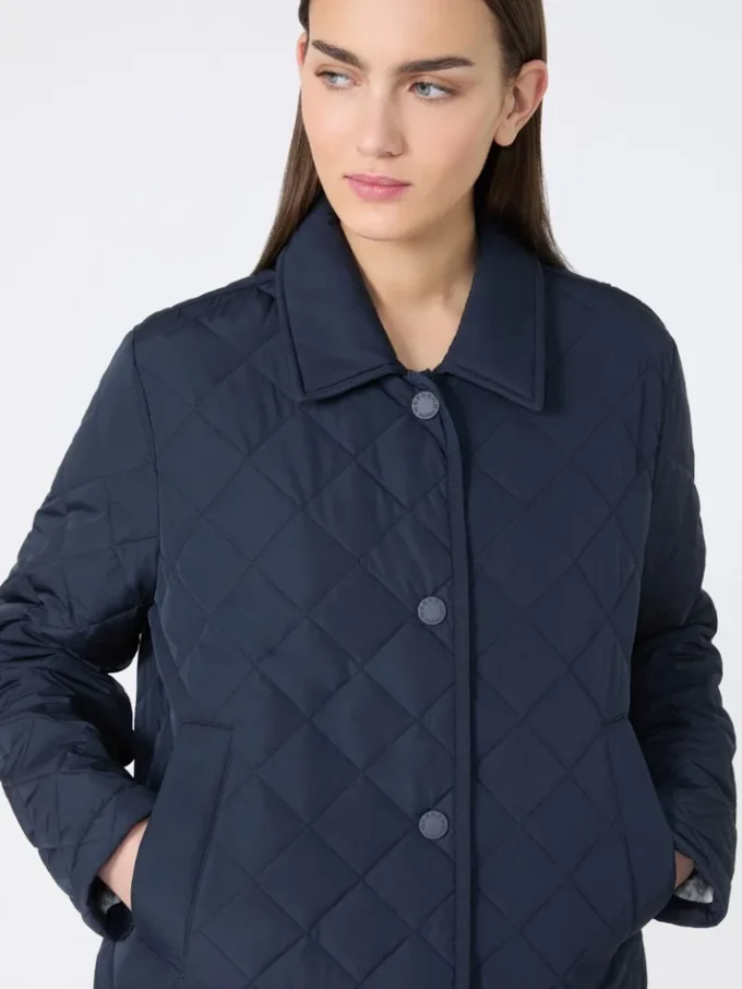 Kurze Steppjacke aus wasserabweisendem Stoff, marineblau Kurze Steppjacke aus wasserabweisendem Stoff, marineblau