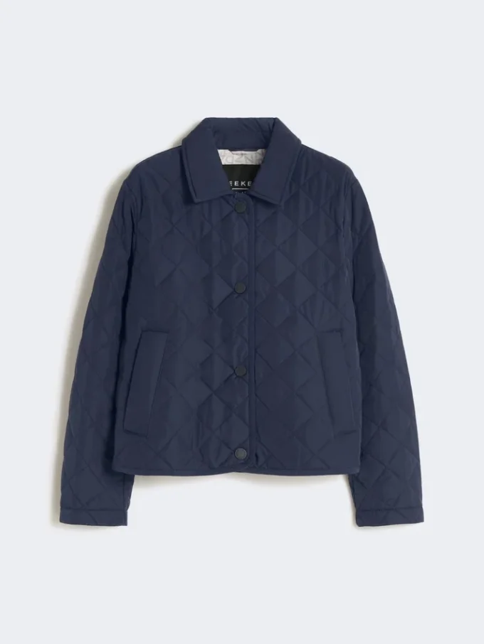 Kurze Steppjacke aus wasserabweisendem Stoff, marineblau Kurze Steppjacke aus wasserabweisendem Stoff, marineblau