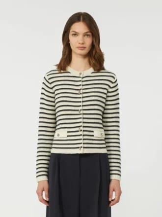 Kurzer Strickcardigan aus Baumwolle, marineblau