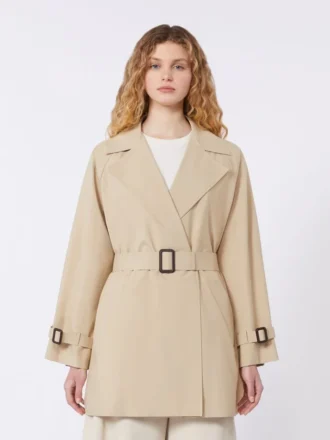 Kurzer Trenchcoat aus wasserabweisendem Canvas, beige