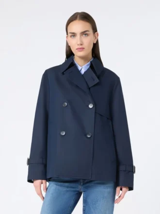 Kurzer, wasserabweisender Trenchcoat aus Gabardine, marineblau
