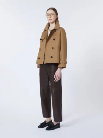 Kurzer, wasserabweisender Trenchcoat aus Twill, braun