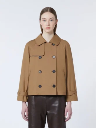 Kurzer, wasserabweisender Trenchcoat aus Twill, braun