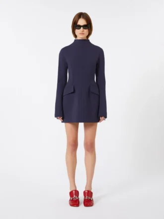 Kurzes, figurbetontes Gabardine-Kleid, mitternachtsblau