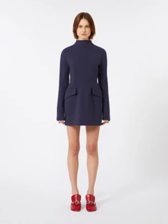 Kurzes, figurbetontes Gabardine-Kleid, mitternachtsblau