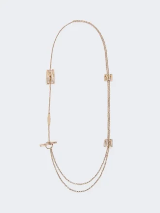 Lange Halskette mit Monogramm-Details, elfenbeinfarben